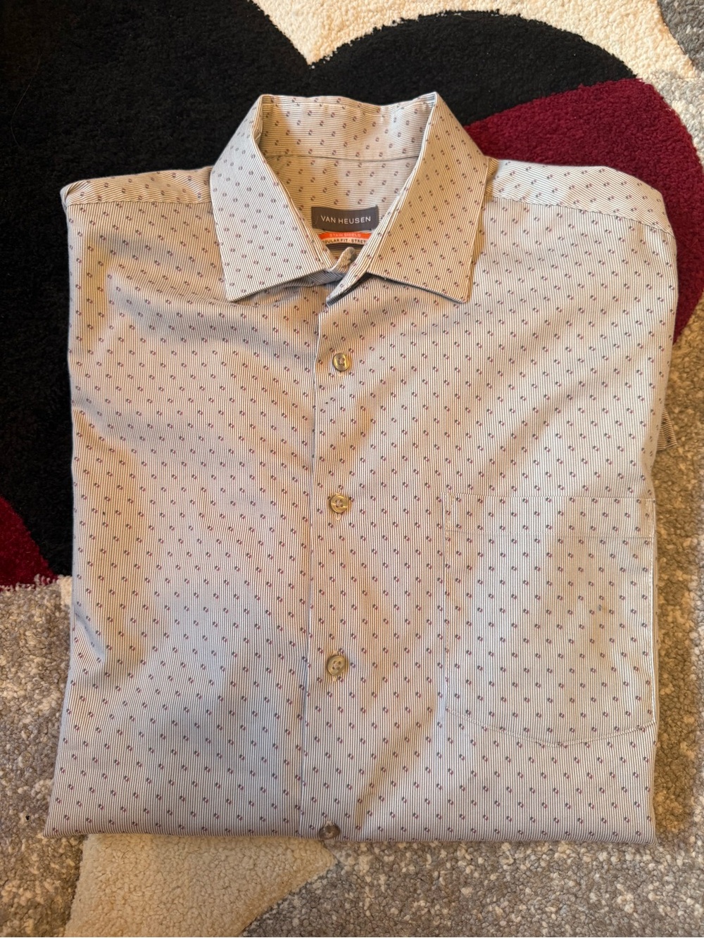 Van Heusen Light Blue Micro-Print Dress Shirt